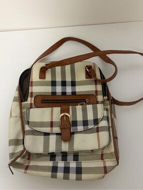 Women’s Plaid Crossbody Shoulder Bag in Beige and Brown